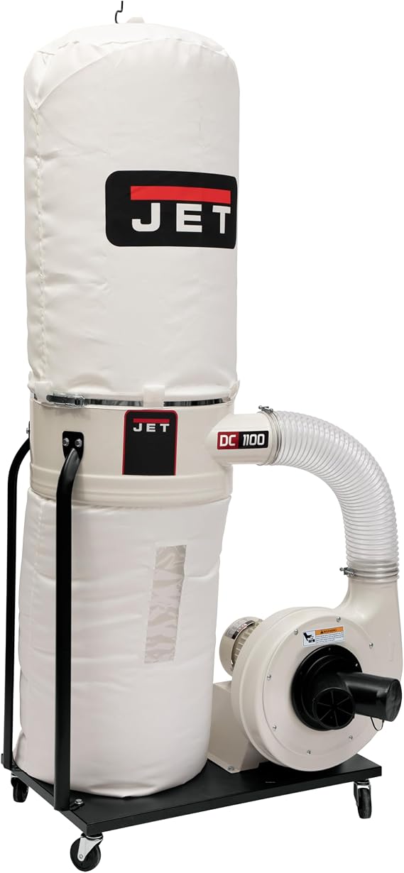 JET Vortex Cone Dust Collector, 30-Micron Bag Filter, 1-1/2 HP, 115/230V 1Ph (DC-1100VX-BK)