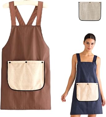 Apron with Towel Attached, Apron with Pockets for Women and Men Cross Back Design with Towel