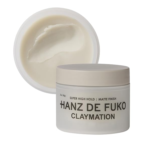 Hanz de Fuko Claymation Premium Mens Hair Styling Clay for a Super High Hold, Matte Finish Clay & Wax Hybrid, Ideal Texture Product for Straight, Wavy and Thick Hair Types 2 oz, Travel Size