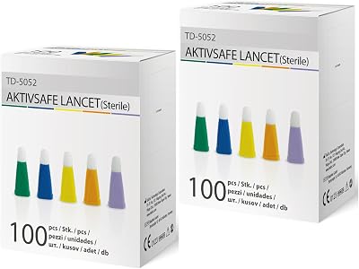 AKTIVSAFE Safety Lancets, Box of 100, Pack of 2 21G, 2.2mm