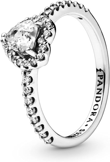 Pandora Elevated Heart Ring - Promise Ring for Women - Layering or Stackable Ring - Gift for Her - Sterling Silver with Clear Cubic Zirconia - Size 8.5