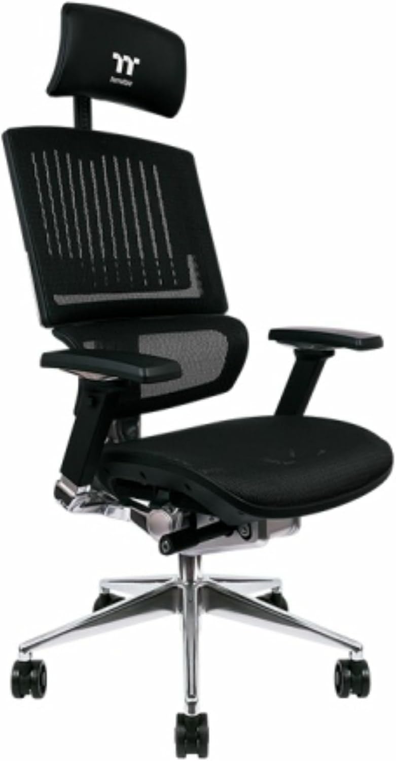 Thermaltake CyberChair E500 Mesh Cushion Aluminum Framework HeadrestSeat DepthSeat Height4-Directional Armrest Adjustable Ergonomic Gaming Chair GGC-EG5-BBLFDM-01, Black