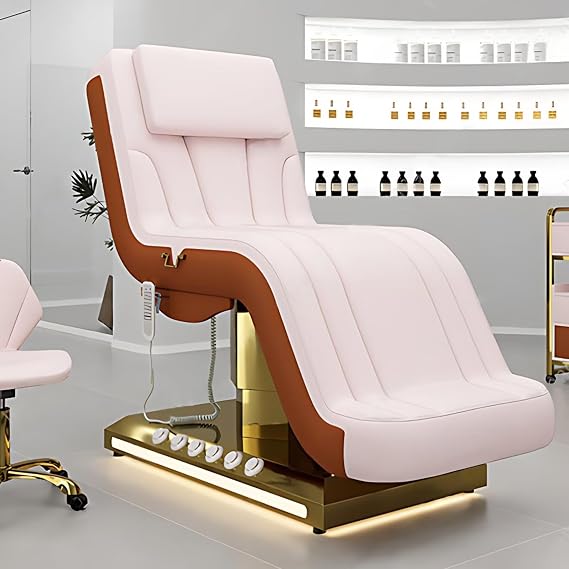 Massage Table - Electric Massage Table with Luxury & Warm Design, Facial Beauty Bed Includes Angle and Height Adjustment(with A Exquisite Chair)