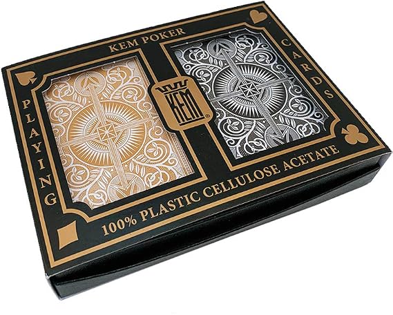 KEM Arrow Black and Gold, Poker Size- Standard Index Playing Cards (Pack of 2) - 1017399
