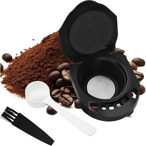 Reusable Capsule Adapter for Dolce Gusto, Coffee Capsule Converter Adapter with Spoon and Brush Refillable Coffee Converter Compatible with Piccolo XS/Genio S Plus/Genio S/EDG305/EDG260