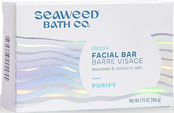 Seaweed Bath Co. Purify Detox Facial Bar Soap, 3.75 Ounce, Sustainably Harvested Seaweed, Volcanic Ash