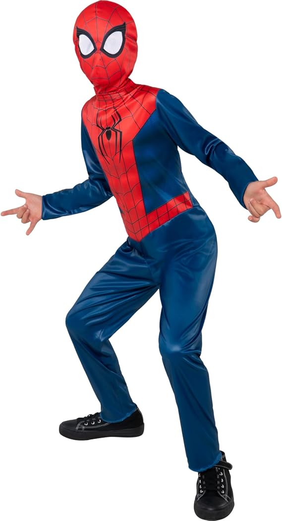 MARVEL Spider-Man Brand New Day Official Youth Halloween Costume - Premium Printed Jumpsuit with Pull On Fabric Mask