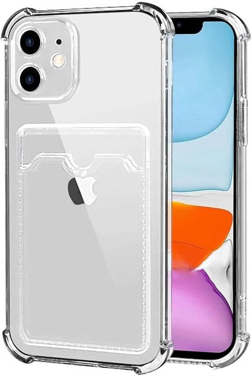 KZY İLETİŞİM Apple iPhone 11 Kapak Kamera Korumalı Kartlıklı Darbe Emici Özellikli Şeffaf Silikon Kılıf