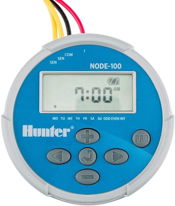 Hunter Node 100 Battery Operated Sprinkler Timer with Solenoid, Waterproof Irrigation Controller for Valves, Wireless, Outdoor, Easy Install, No Wiring Needed for Drip or Remote Systems