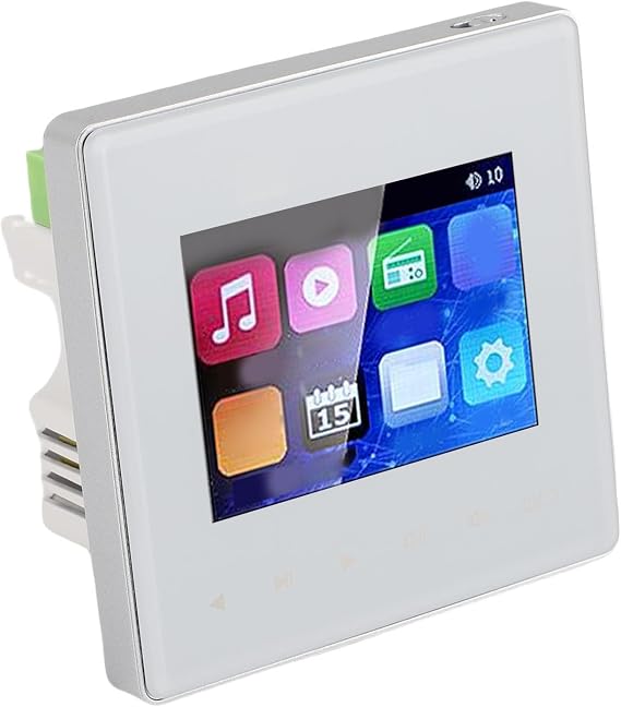 Tangxi Wall Amplifier, Smart Wall Mount Music Amplifier with 2.8 Inch HD Screen, FM Radio, Timer On Off, Music Player Control Panel for Ceiling Speaker