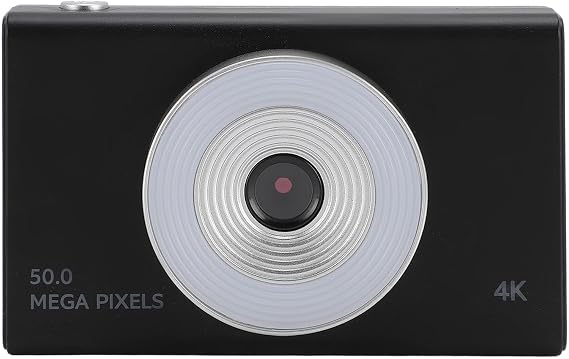 Digital Camera for Photography, 4K HD Digital Point and Shoot Camera with Auxiliary Light, 8x Zoom Anti-Vibration Retro CCD Digital Camera for Teens Adults Kids Black