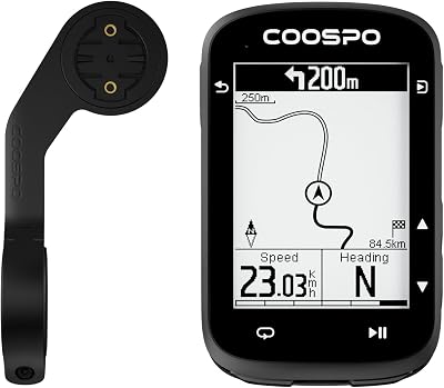 COOSPO CS500 Bike Computer Wireless, 2.6 Inch LCD GPS Cycling Computer with Route Navigation, Bluetooth5.0 ANT GPS Bicycle Speedometer with Out Front Bike Computer Mount