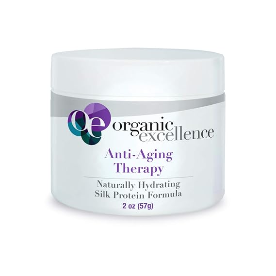 Organic Excellence Anti-Aging Therapy Face Cream with Silk Protein, 2 oz | Organic Moisturizer, All Natural, Hydrate, Nourish, Protect Skin, Promote Collagen Production, Non-Toxic, Fragrance-Free