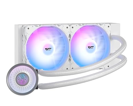 darkFlash DN240A AIO CPU Liquid Cooler, High-Performance Pump, ARGB Sync, PWM Fans, with Customizable darkFlash Logo Display, Compatible with Intel 1851/1700, AMD AM4/AM5 (White)
