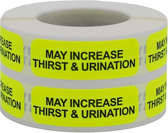 May Increase Thirst & Urination Veterinary Medical Healthcare Labels .5 x 1.5 Inch 500 Total Stickers