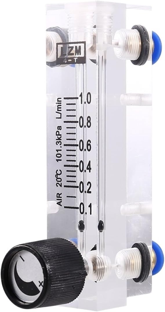 Flow Meter Acrylic， 1PC ABCA-4T Acrylic Variable Area Flow Meter 0.1-1 L/MIN Adjustable Panel Mount Gas And Air