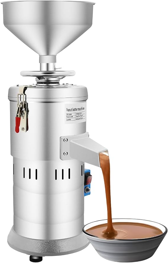 Peanut Butter Machine Electric Grain Grinder Peanut Butter Maker Machine with 1100W Pure Copper Motor Sesame Sauce Grinder for Grinding Rice Almonds Sesame Seeds 110V 60Hz, Silver
