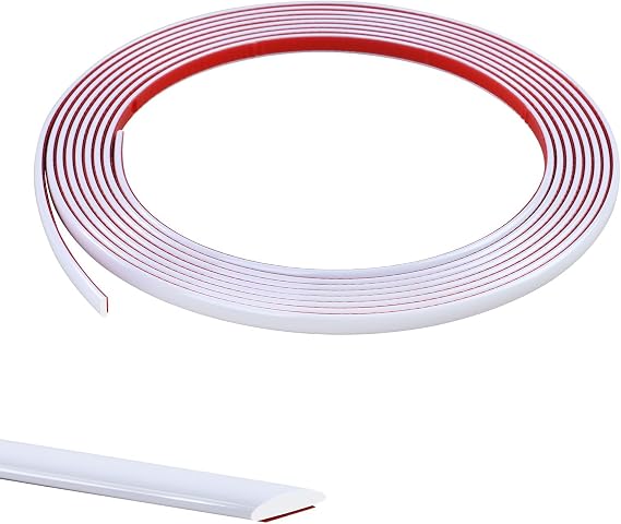 5M White Flexible Moulding Trim,Self-Adhesive Decorative Edging Strip for Tile, Wall, Mirror, Ceiling, Floor, Panel, Cabinet，Peel and Stick PVC Mirrior Frame Trim,8MM