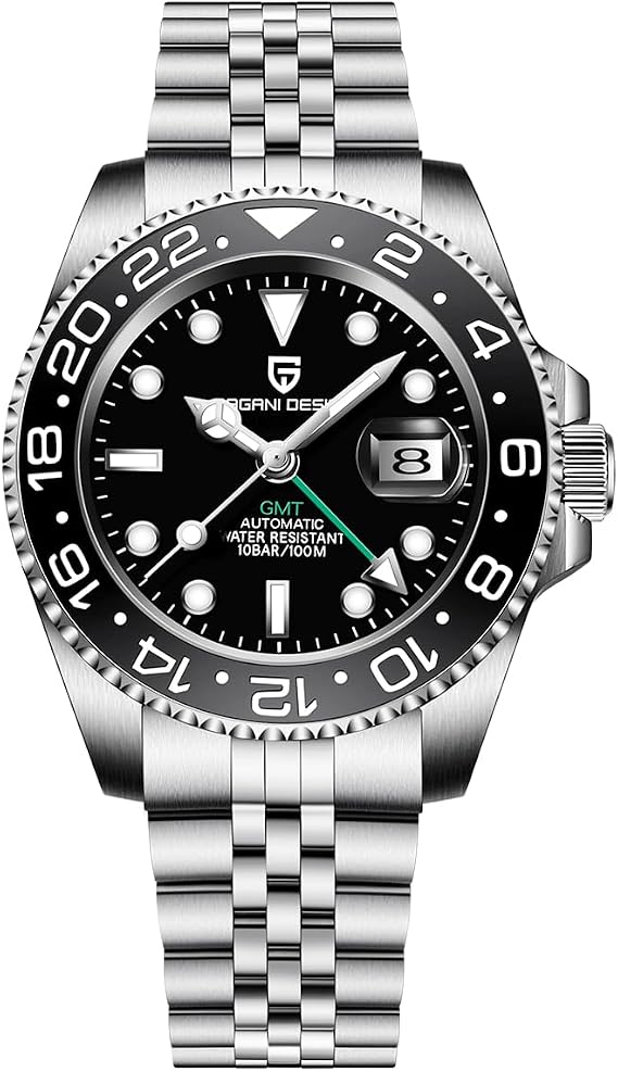 Pagani Design GMT Automatic Mechanical Men's Watch Rotating Ceramic Bezel Stainless Steel Watch with Date Function Men's Sport Watch