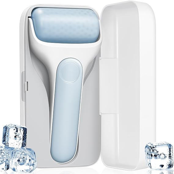 MORGLES Ice Roller for Face, Premium Facial Roller for Puffiness, Dark Circles and Lymphatic Drainage, Cold Face Roller for Women Self Care with Carry Case