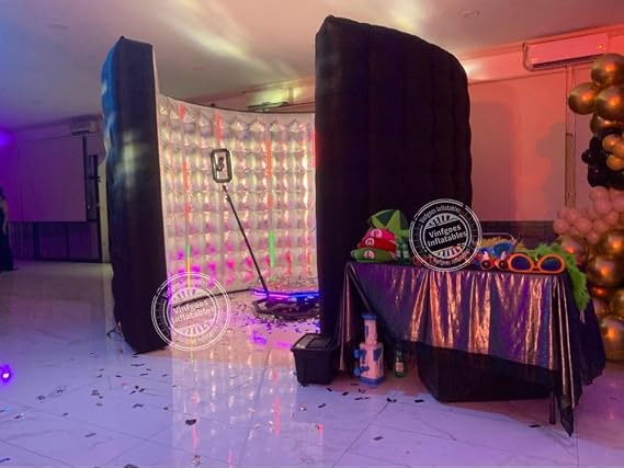 360 Photo Booth Inflatable Enclosure with 24pcs Led Light Tube & Air Blower Photo Booth Backdrop for Party, Wedding, Birthday