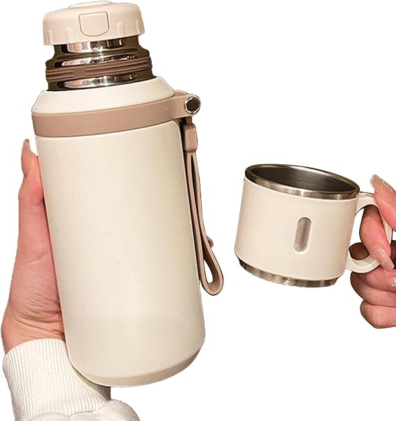 Travel Insulated Water Bottle - 600ml Stainless Steel Vacuum Coffee Cup | Vacuum InsulatedBottle With Cup, Portable Insulated Drink Bottle For Coffee Hot Drink And Cold DrinkWater Flask