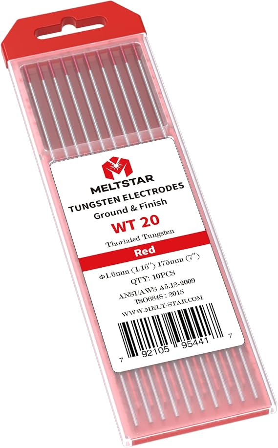 Tig Welding Tungsten Electrodes Red Tungsten 1/16 x 7 10-Pack