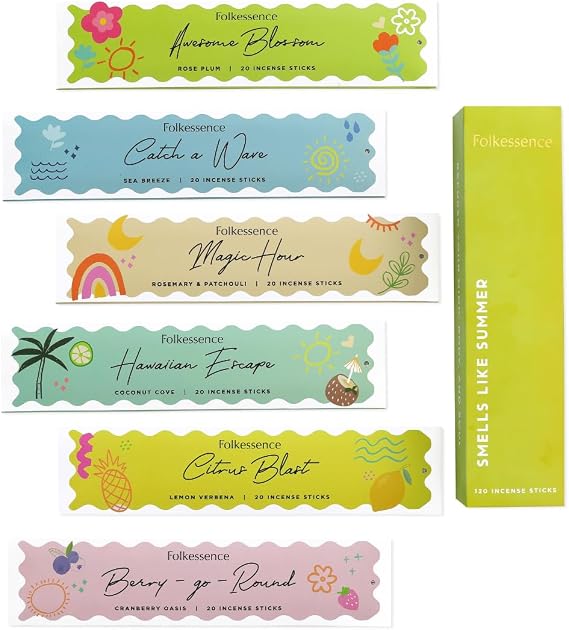 Folkulture Premium Summer Incense Sticks Lemon, Sea Breeze Pack of 6-120