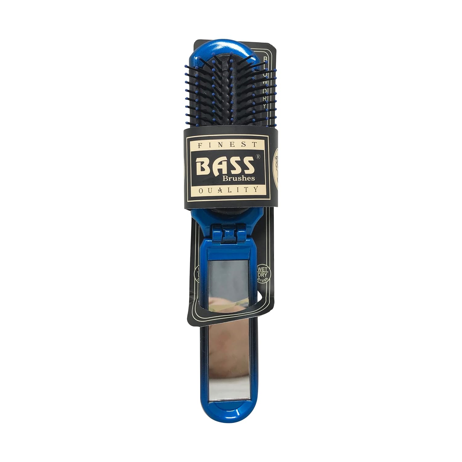 The Travel Brush | Professional Grade Nylon Pins | Fold Up Design with Mirror Handle | Smoke Finish
