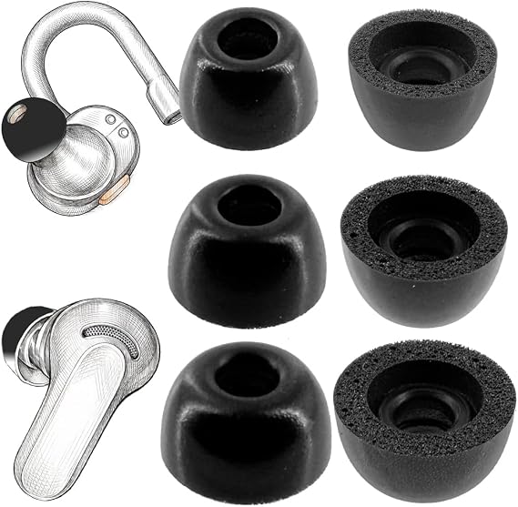 Replacement Memory Foam Eartips for Skullcandy Earbuds,Black