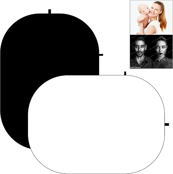 Kate Collapsible Backdrop Pure White Black Reversible Photo Backdrops 145 | Pure White Black Colors Collapsible Backdrop, 5x6.5ft(1.5x2m), for Clean Photo Setup, Self Tape Audition, Product Shot