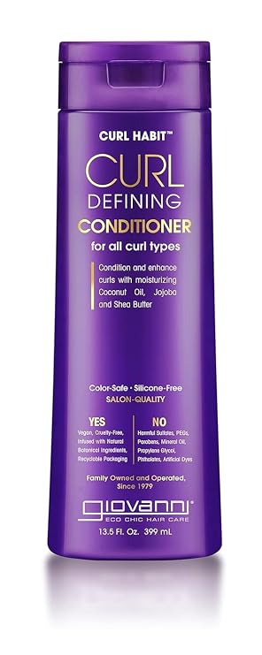 GIOVANNI Curl Habit Curl Defining Conditioner, Vegan, Cruelty-Free, 13.5 oz | Curly Hair Conditioner, Enhance Curls with Coconut Oil, Jojoba & Shea Butter, Silicone-Free