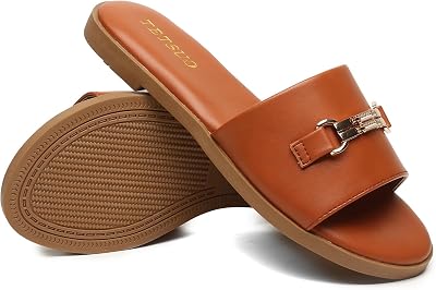 TETSUO Flat Sandals for Women 2026 Slide Sandals Summer Fashion Women Dressy Slip on Shoes for Party Wedding Vacation Beach Walking Square Open Toe Shoes