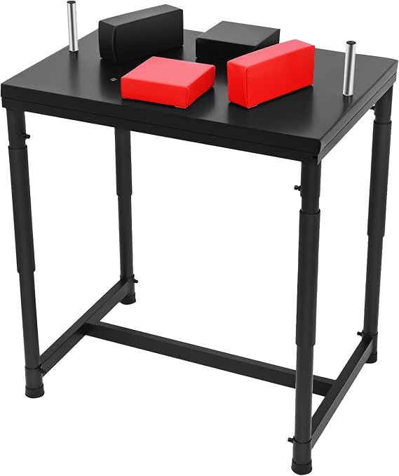 Professional Arm Wrestling Battle Table, Arm Wrestling Table with Elbow Pads, Arm Strength Training Equipment Competition Training Arm Wrestling Table, for Use in Home Gym, Red