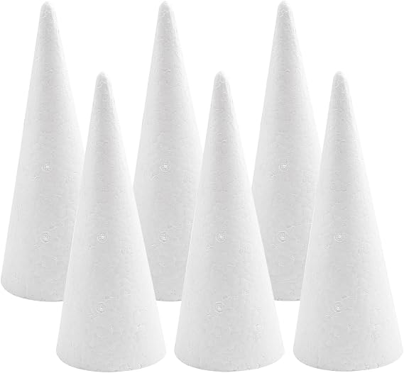 Crafjie 6-Pack 4.1x13.6inches Craft Foam Tree Cones for DIY Arts and Crafts