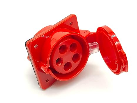 Elecbee 32A 5 Pin Receptacle 380V-415V 50/60Hz IP44 IEC60309 CEE Industrial Female Panel Mounted Angle Socket