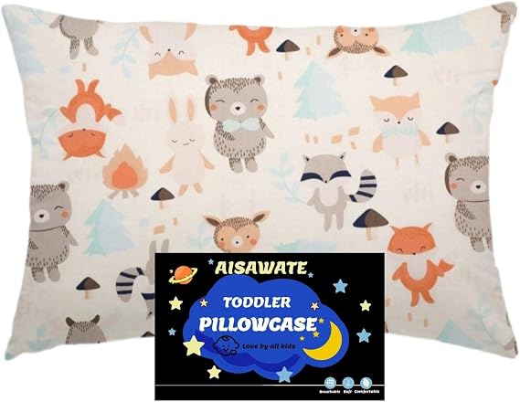 kinder Kissenbezug 40 x 60 cm - Bio Baumwolle Kopfkissenbezug - Baby Kleinkind Kissen Kissenbezüge für kinderwagen - babykissen bezug mit Umschlagverschluss