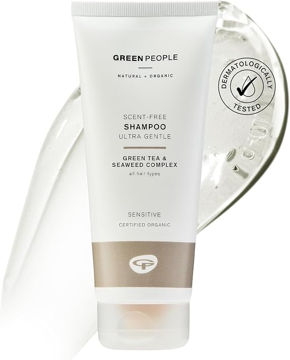 Green People Fragrance Free Shampoo for Sensitive Scalps, 200ml | For Sensitive Scalps, Hypoallergenic, Green Tea and Seaweed, Silicone Free, Organic, Suitable for All Hair Types, Vegan