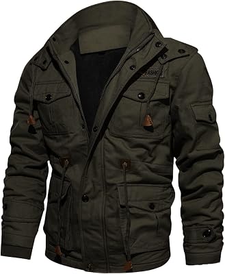 Winter Coats for Men Mens Winter Coats Mens Jacket Casual Fleeced Windproof Bomber Jacket Full Zip Windbreaker Jacket