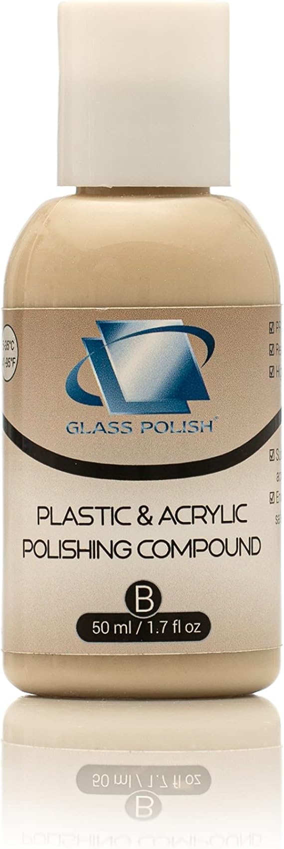Glass Polish 1.7oz (50ml) Plastic & Acrylic Polishing Compound for Professional High-Gloss Micro Finishes - GP14017