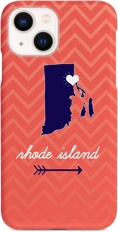 Inspired Cases - Compatible with iPhone 13 Case - 3D Textured Protective Phone Case for Apple iPhone 13 - Rhode Island Chevron Pattern State
