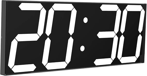 CHKOSDA Digital Wall Clock,18" Large Wall Cloc, Led Wall Clock with Countdown Timer, Calendar, Thermometer, 12/24H, Adjustable Brightness, Wall Mount with Corded Power(White)