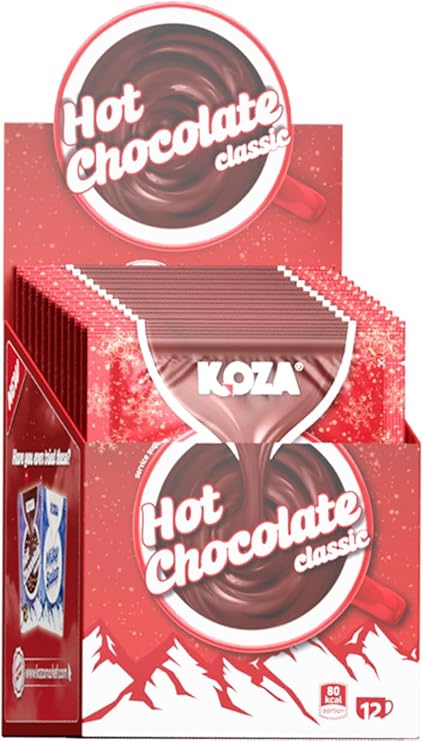 Koza Classic Sıcak Çikolata İçecek Tozu, Tek İçimlik Stick, 80 kcal, 12'li Paket