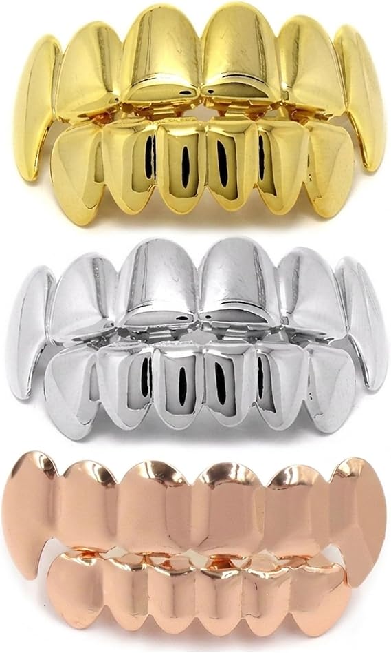 Grills Teeth, Grills for Teeth Set of Three, Joke Teeth Accessories for Parties and Events, Adjustable Dental grills with Comfortable Fit and Durable Material