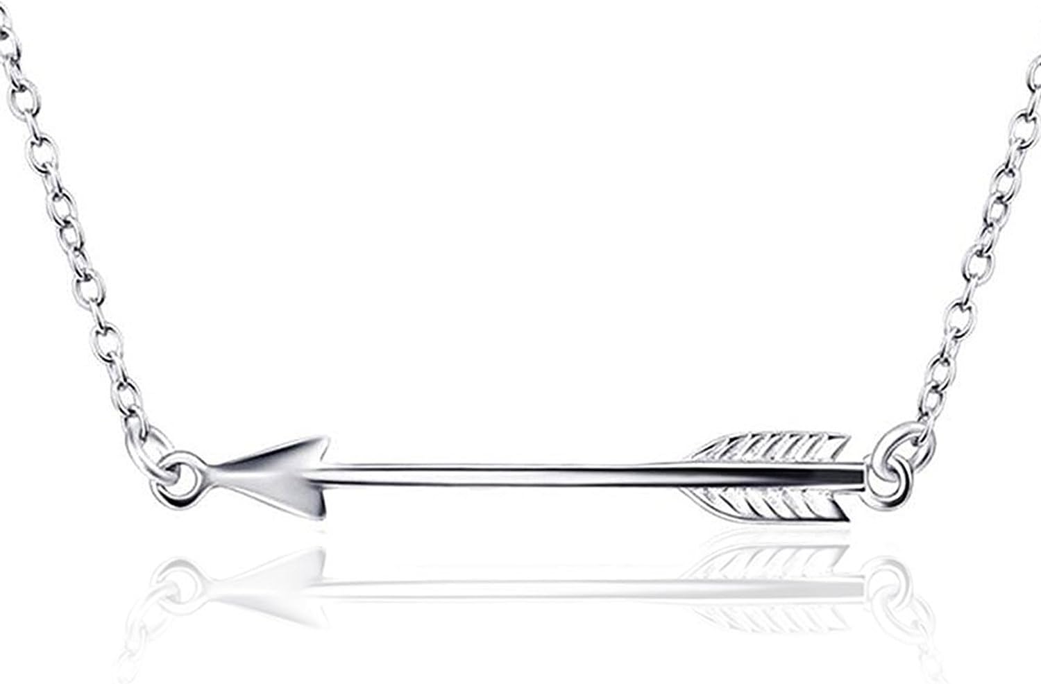 BGTY 925 Sterling Silver Classic Love Polished Sideways Arrow Horizontal Womens Pendant Necklace