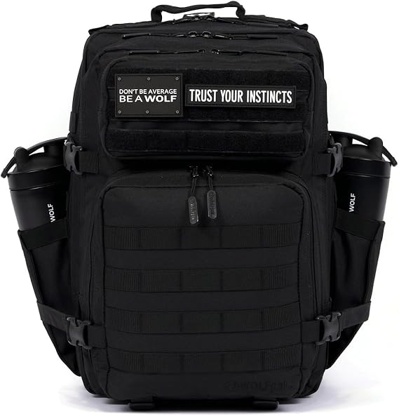 WOLFpak 45L Tactical Backpack w/Meal Prep Management Kit (Alpha Black) | Built-In Meal Cooler, TSA Carry-On Friendly, 17" Laptop Sleeve, Waist & Chest Straps, Dual Bottle Holders, Travel Ready