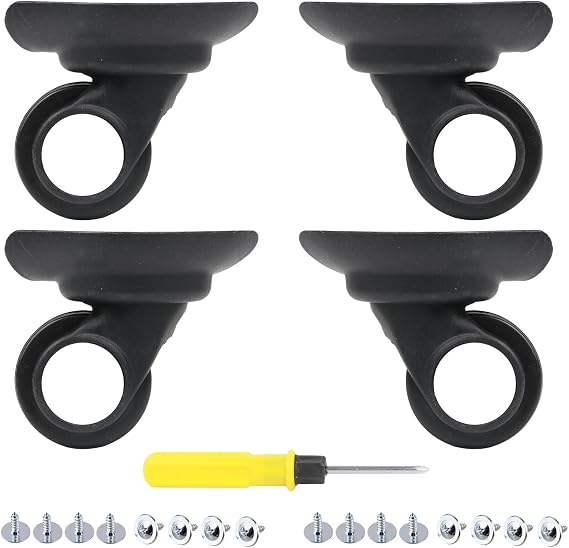2 Pair Replacement Wheels for Luggage 360 Swivel Dual Suitcase Casters Roller Black (W003)