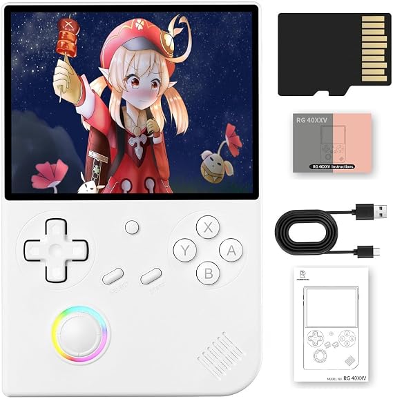 Anbernic RG40XX V Retro Handheld Game Console , RG40XXV 4.0 Inch IPS Screen Linux System Built-in 64G TF Card 5528 Games Support TV Output 5G WiFi Bluetooth 4.2 (White)