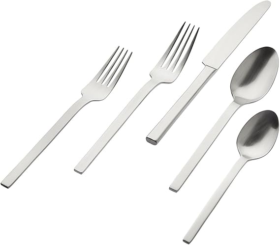 Godinger 20Piece Stainless Steel Silverware Set, Flatware Utensil Set for 4, Atlas, Silver Matte, 18/0