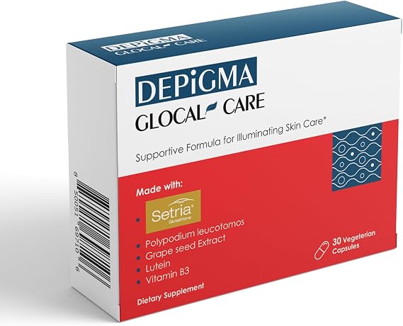 GlocalCare Depigma Capsules Support Reduction of Hyperpigmentation, Melasma & Dark Spots with Glutathione, Polypodium Leucotomos, Grape Seed & Marigold Extract